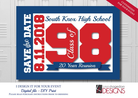 Class Reunion Save The Date Custom School Colors Digital Etsy