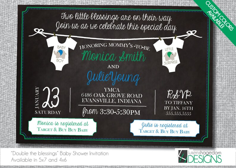 Joint Baby Shower Invitation Custom Colors Digital File Etsy