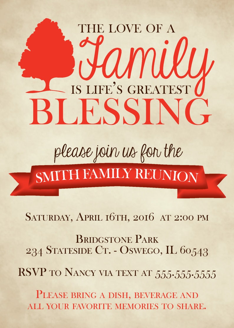 Rustic Family Reunion Invitationdigital Filecustom Colors Etsy