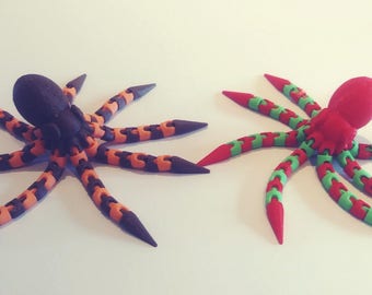 Pulpo articulado personalizado, impreso en 3d, juguete, fidget, juguete de escritorio, articulado, flexible