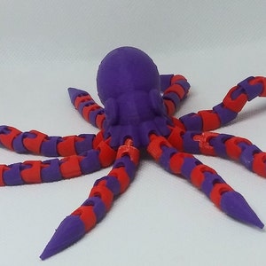 Articulated Octopus, Purple Red, 3d Printed, Toy, Fidget, Desk toy, Articulated, Flexible