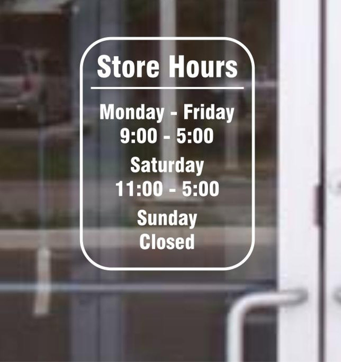 Business hours decal for storefront window. Store hours decal Etsy