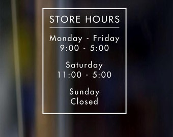 Custom Vinyl Decal Door Store Business Restaurant Barber Boutique Spa Open Hours Sign 9x12 - 3 business days