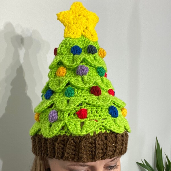 PATRON AU CROCHET-Chapeau Sapin de Noël