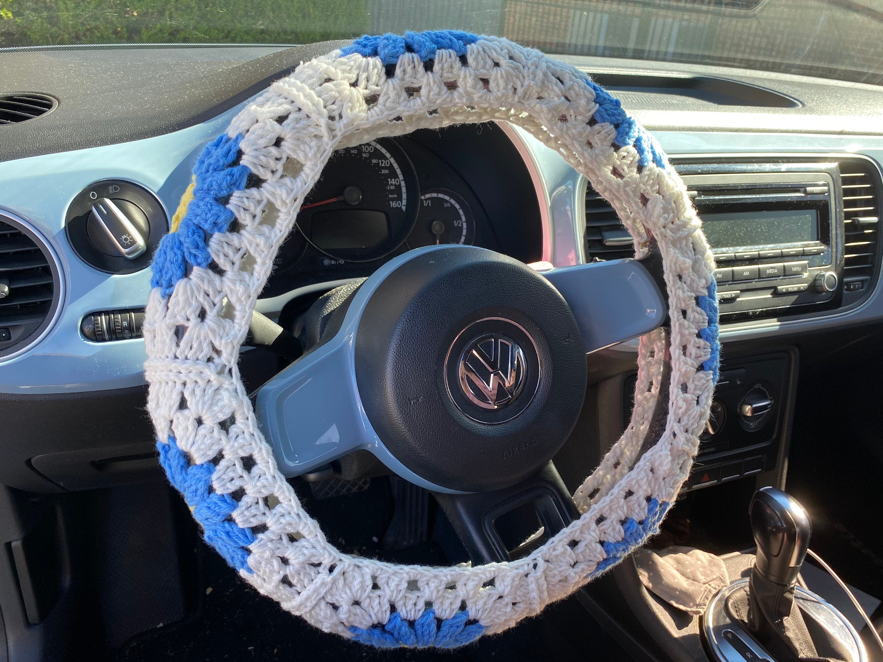 CROCHET PATTERN: Flower Power Steering Wheel Cover
