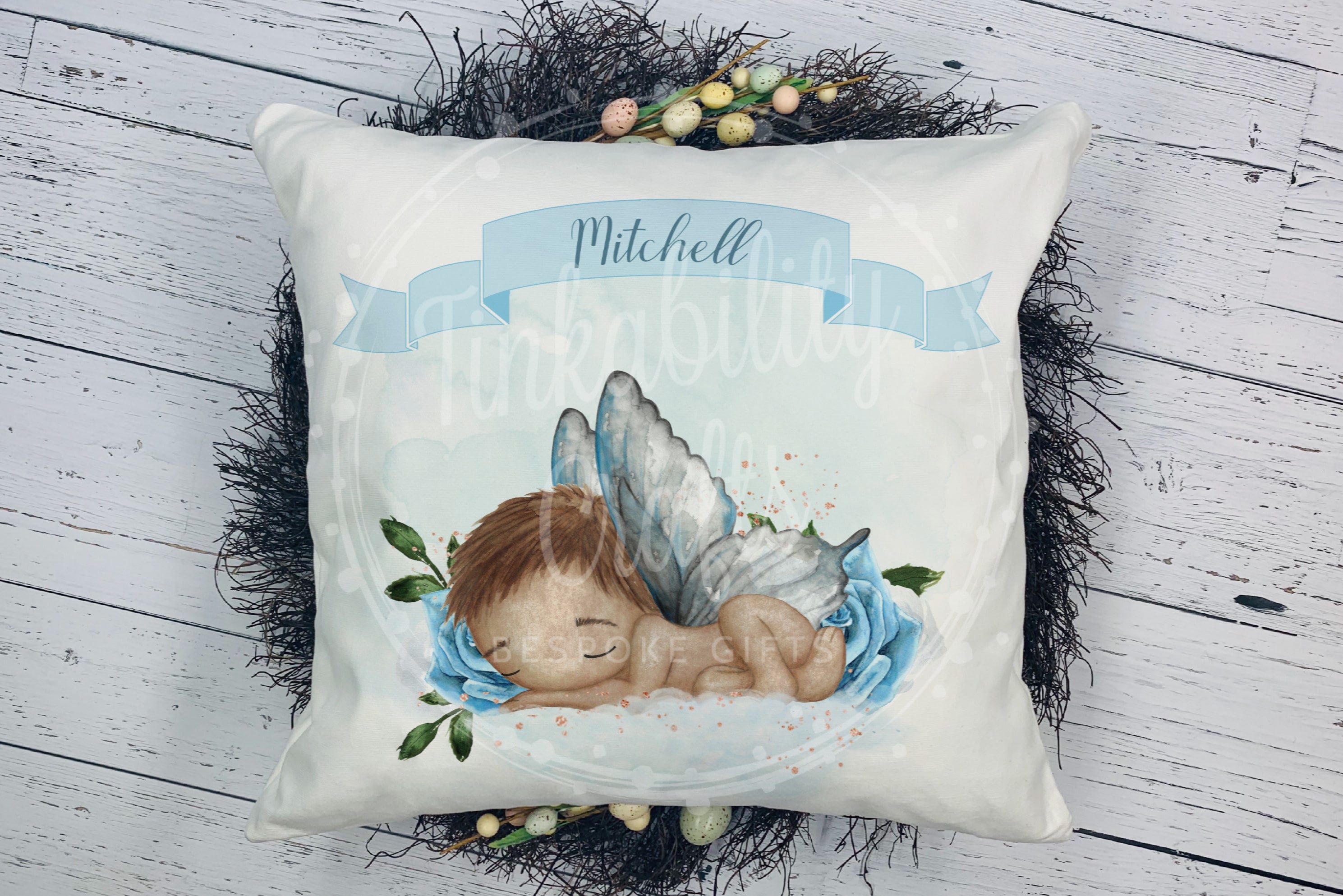 BRAND NEW LUXURY PERSONALISED SOFA CUSHION COVER GIFT TEXT KIDS TINKERBELL