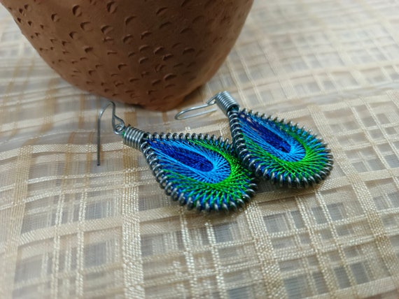 Dominica Flag Graphic Teardrop Thread Earrings - Mia Jewel Shop