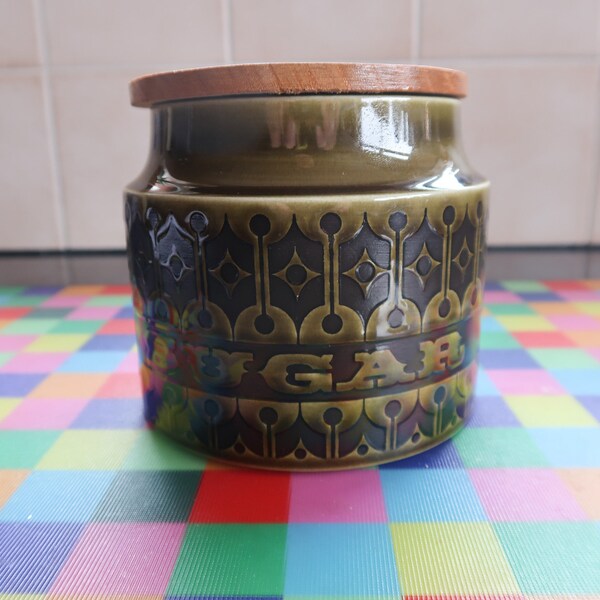 Hornsea Pottery Green Heirloom items -  sugar canister, plates and saucers