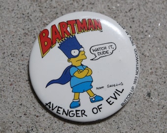 Vintage Bartman The Simpsons 1.75" Pin Button