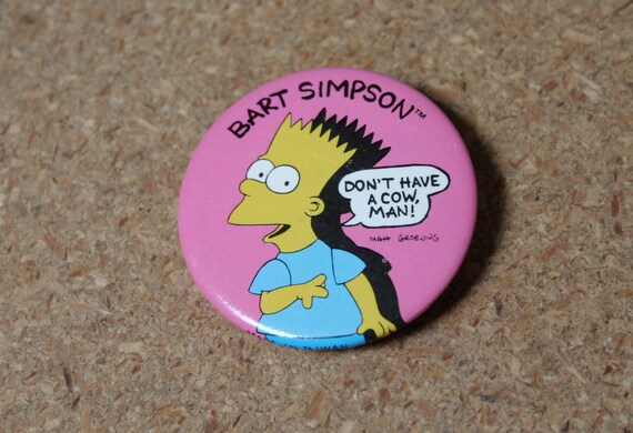 LARGE old Bart Simpson Underachiever The Simpsons Cartoon Pin OLD STORE STOCK