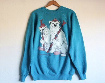 LARGE Vintage 1980s Alpine Ski Keller Pullover Sweatshirt
