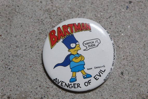 ヴィンテージ 1989 バートマン ザ・シンプソンズ 1.75インチ ピン 