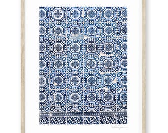 Azulejo Tiles Art Print, Porto Portugal, Blue Tile Decor
