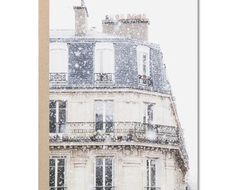 Paris Greeting Card, Snowfall in Paris, All Occasion Card, Everyday Card, Blank Card