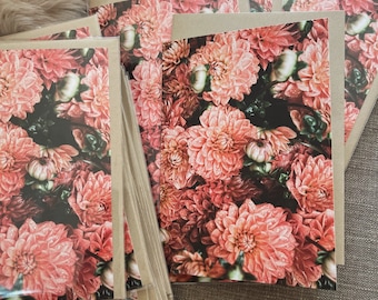 Dahlias Greeting Card, Mother's Day Card, Blank Inside, Floral Note Card, Everyday Greeting Card