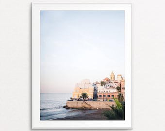 Sitges Spain Print, Ocean Print, Ocean Wall Art, Mediterranean Print, Sitges Art, Ocean Sunrise, Pastel Wall Art, Bedroom Decor, Ocean Decor