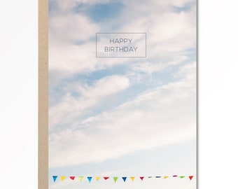 Birthday Card, Colorful Flags, Children's Card, Blank Interior