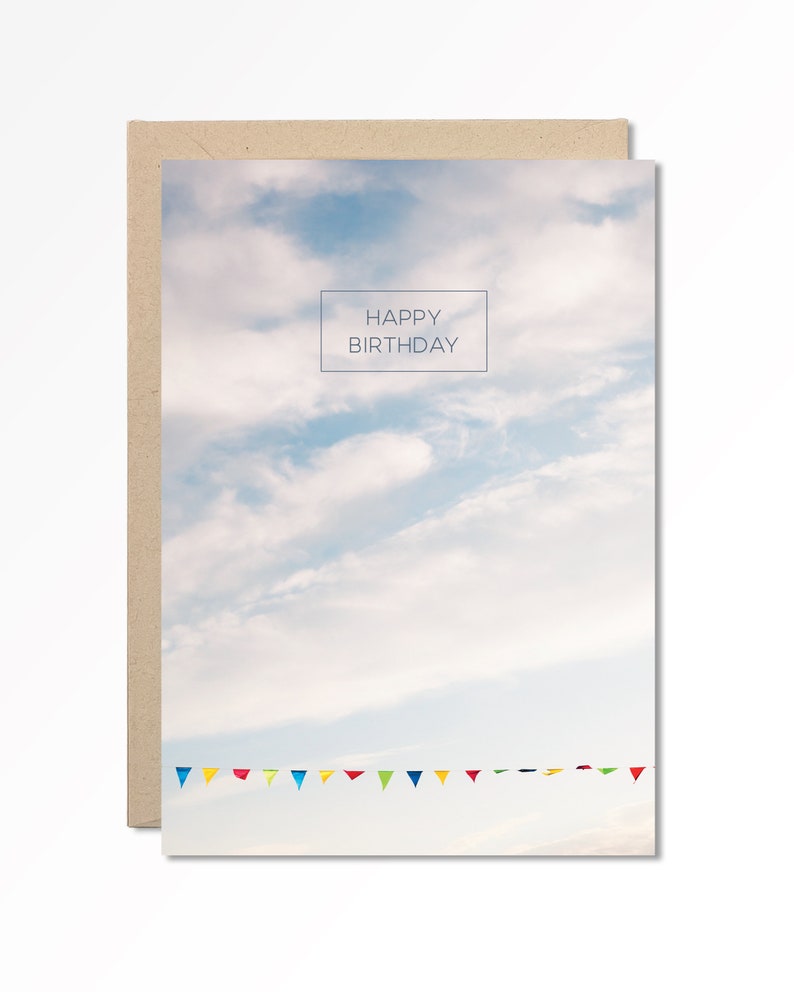 Birthday Card, Colorful Flags, Children's Card, Blank Interior image 1
