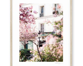Paris Photography Print, Shakespeare and Company Bookstore, Cherry Blossoms, Paris Wall Art, Pink Photograph