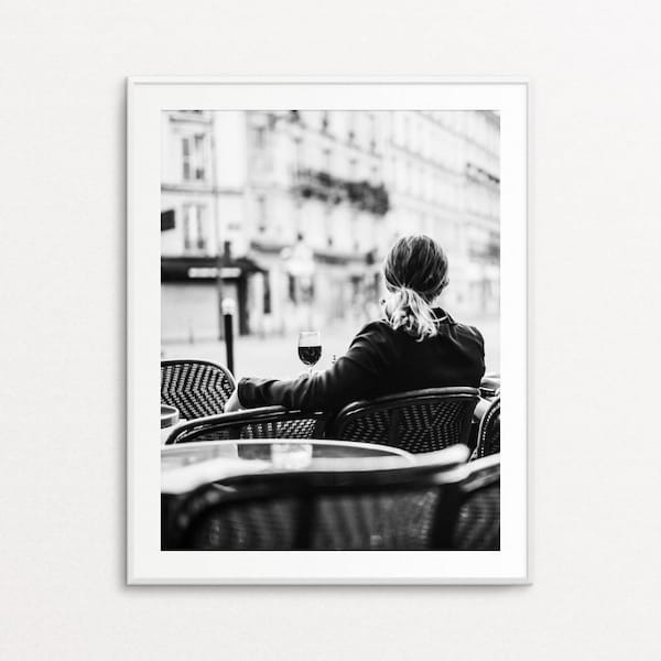 Paris Cafe Print, Paris Print, Paris Decor, Paris Wall Art, Paris Black and White, Paris Art, Paris Street Photography