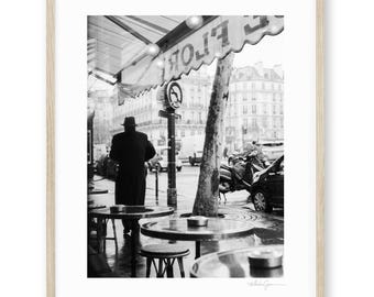 Cafe de Flore Paris Print, Paris Photography Print, Brimmed Hat, Parisian Wall Art