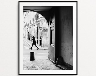 Paris Black and White Photo, Paris Print, Paris Decor, Paris Street Photography, Rue Saint Paul, Paris Wall Art Print, Paris Art
