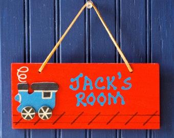 TRAIN Room Sign. Hand Personalized. Wall Decor Boy's Room. Wall Art. Kid's Door Sign. Train Decor. Boy's Name Sign. Kid's Name Plaque.