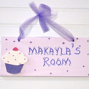 Cupcake Room Sign. Hand Personalized, Name Sign. Girl&#39;s Room Decor. Girl&#39;s Room Sign. Door Sign. Kids Name Plaque, Room Sign. Gift for Girls