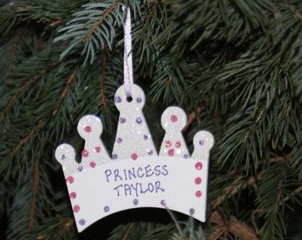 Personalized Ornament. PRINCESS Crown Ornament. Personalized, Christmas Ornament. Kids Ornament. Personalized wood ornament. Princess.