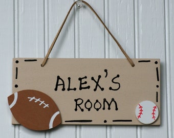 FOOTBALL Name Sign. Hand Personalized, Sport Room Sign. Sport Decor. Door Name Sign. Kid's Door Plaque, Boy's Room Decor. Boy's Room Sign.