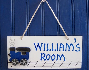 TRAIN Room Sign, Hand Personalized Name Sign, Boy's Room Decor, Wall Art. Kid's Door Sign. Train Decor. Boy's Name Sign. Kid's Name Plaque.
