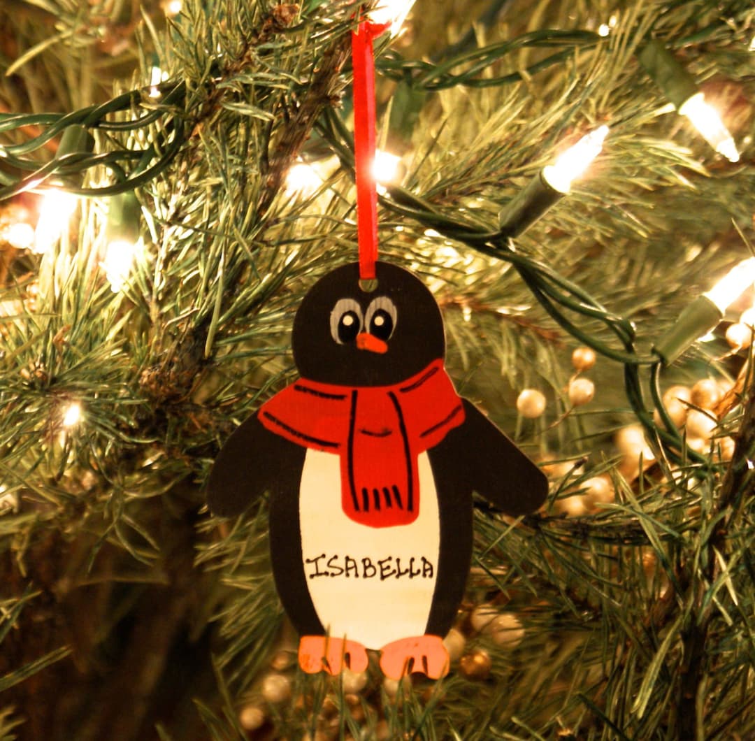 PENGUIN Personalized Ornament. Hand Personalized Christmas Etsy