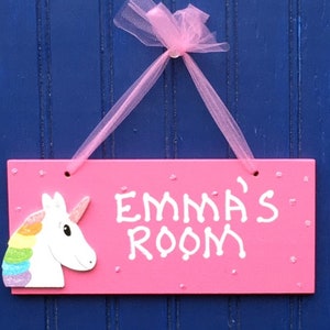 Girl's Room Sign. Hand Personalized, Unicorn Name Sign. Kid's Name ...