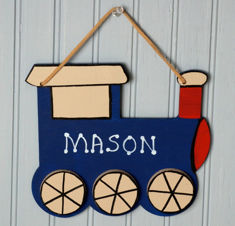 TRAIN Room Sign. Personalized Boy's Name Plaque. Hand Etsy