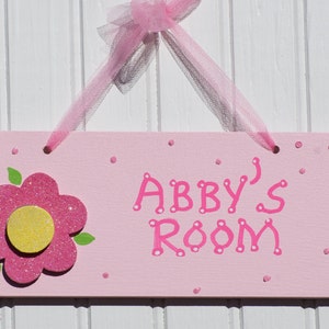 FLOWER Room Sign, Hand Personalized. Kids Name Plaque. Girls Room Decor. Door Plaque. Girls Name Sign. Bedroom Sign. Made in USA.