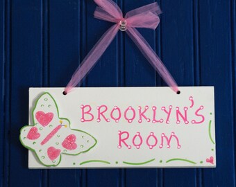 Personalised Custom Pink Bows Swirls Girls Kids Children's Room Door Hanger Sign Personalised Custom Pink Bows Swirls Girls Kids Children's Room Door Hanger Sign