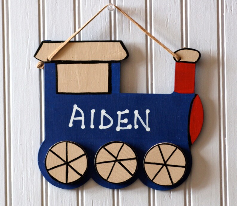 TRAIN Room Sign. Personalized Boy's Name Plaque. Hand Etsy