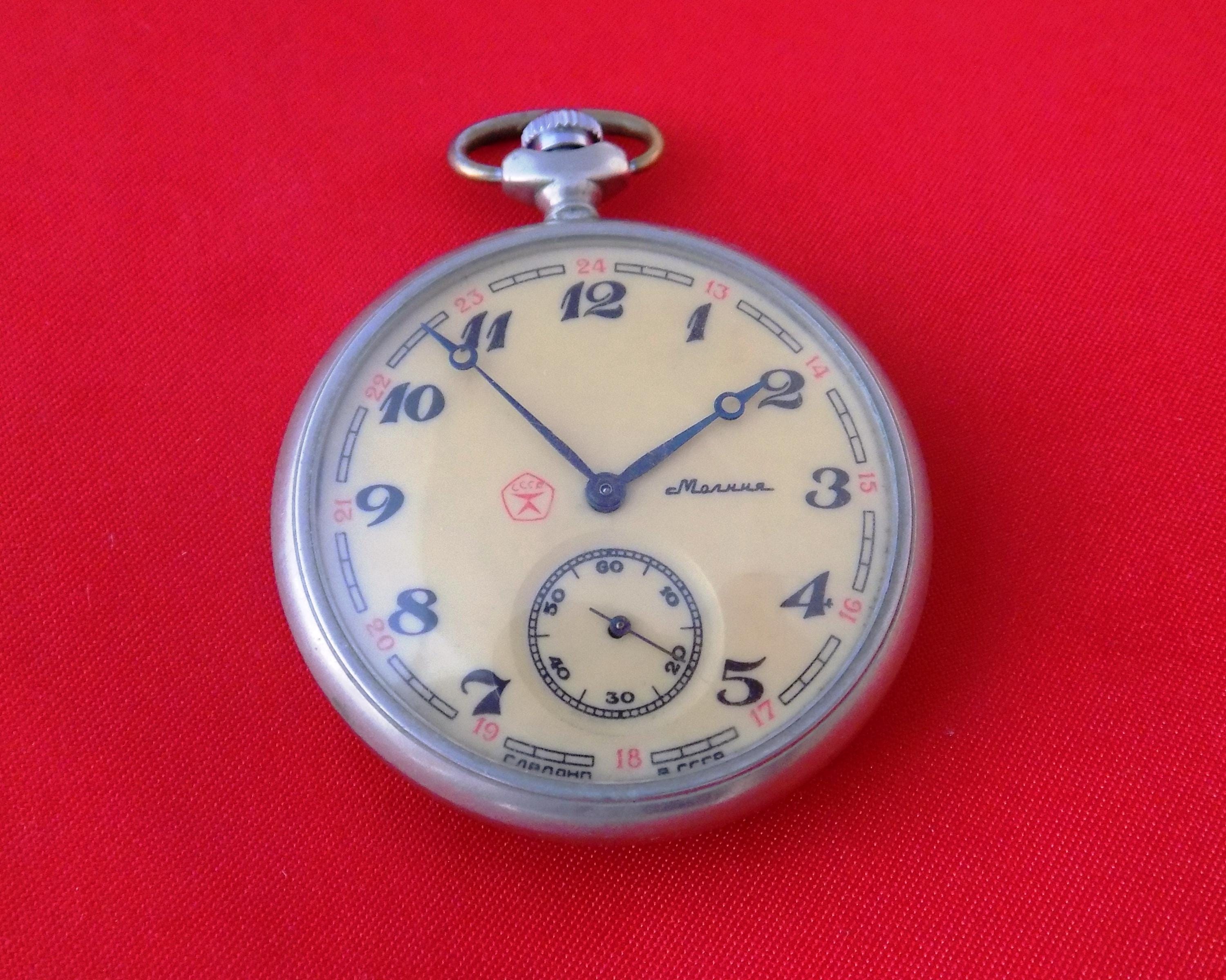 USSR Molnija Pocket Watch Mechanical Movement 3602 Russia Soviet Union Serviced Etsy Canada