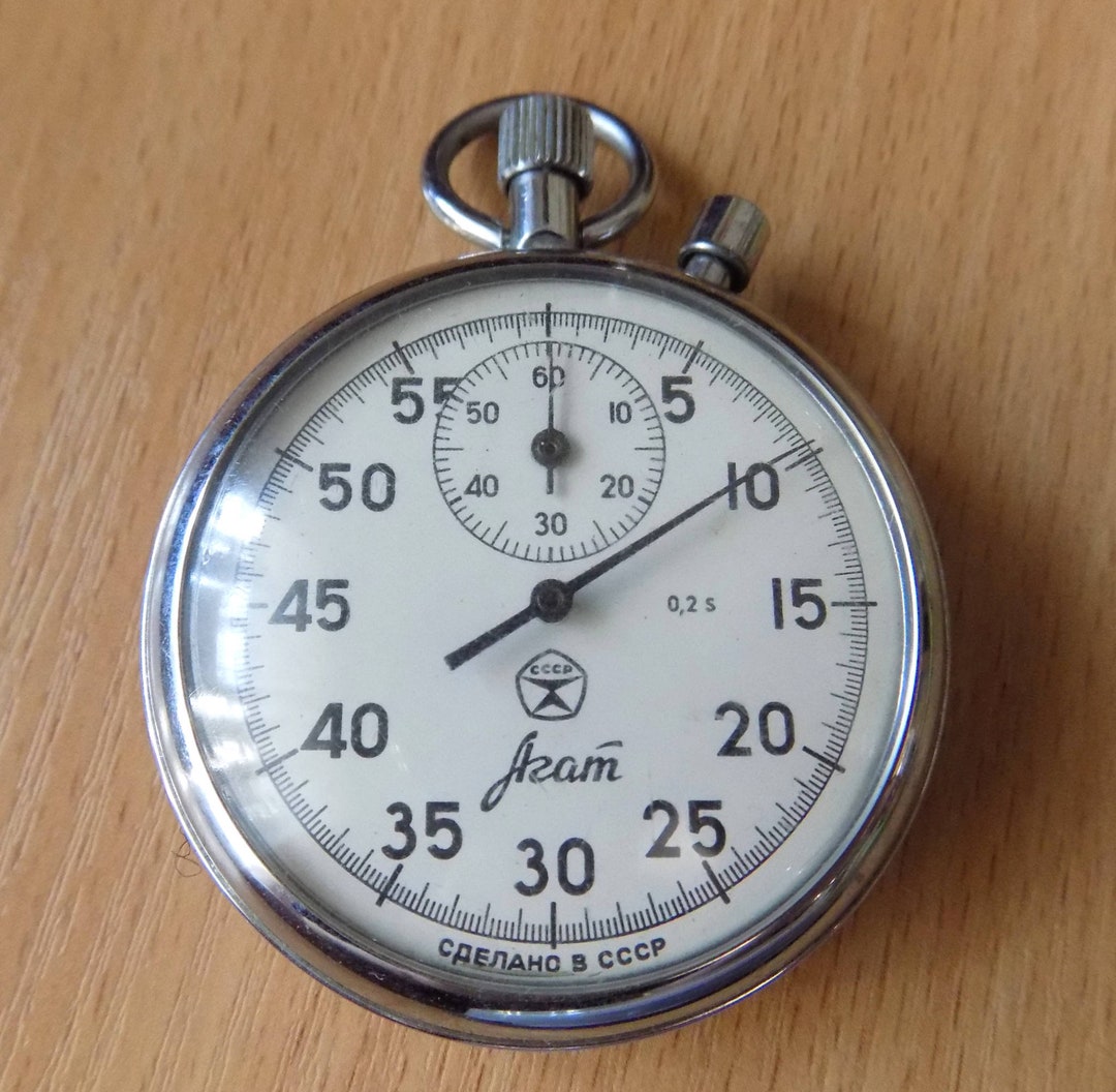 Vintage Mechanical Stopwatch AGAT Soviet Union USSR CCCP Pocket Stop ...