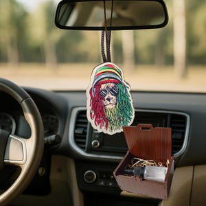 Ambientador para coche con diseño bohemio hippie, caja de madera grabada con aceite aromático, difusor de coche personalizado, regalo para colgar en el coche, idea de regalo para hombres.