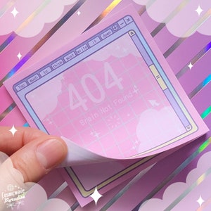 404 Brain Not Found Sticky Notes - Vaporwave Pastel Webcore Computer Screen Loading Window Adhesive Sheets Notepad | Cosmicwave Paradise