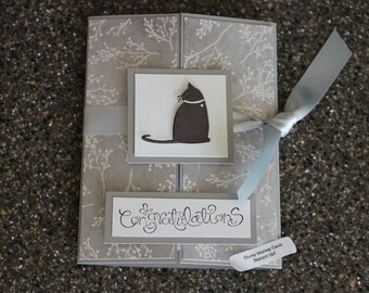 Stampin Up Homemade Greeting Card Cat "Congratulations" Card 7412