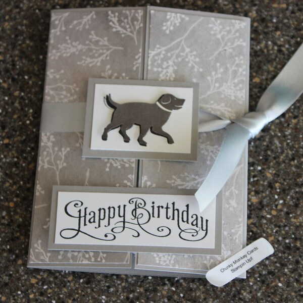 Stampin Up Homemade Greeting Card Dog "Happy Birthday" Card 7418