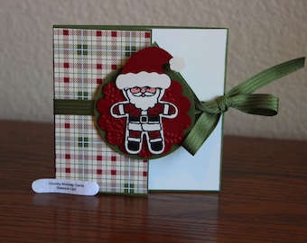 Stampin Up Homemade Greeting Card Santa Tri-Fold Card 8502
