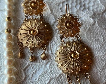 Mexican Crafted Filigree Margarita Dangle Earrings