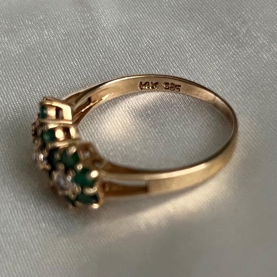 Darling Emerald Flower Stack Ring - image 2