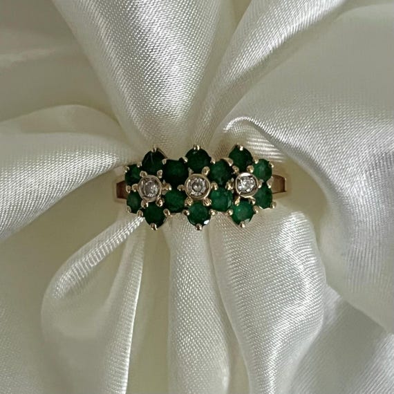 Darling Emerald Flower Stack Ring - image 4