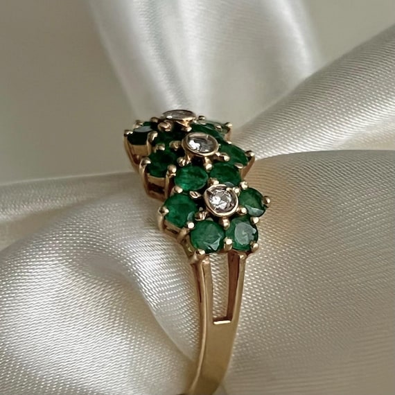 Darling Emerald Flower Stack Ring - image 1