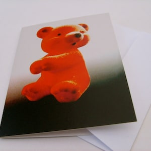 Oranje Ted Groeten Kaart / Blanco Wenskaart / Teddybeer / Bear Card / Vintage Speelgoed / Moderne Retro Kaart / Shy Bear