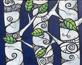 Acrylic Birch Trees on canvas. No Frame required. Varnished for protection.